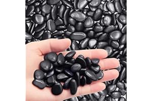 LONTOM 2.2lb Black Small Decorative Pebbles, Gravel River Rock,Natural Polished Stones,Pebbles Gravel for Bamboo Plants,Succulent,Home Decor,Landscaping,Vase Fillers,Hearth