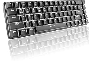 HOOPOND 60% Mechanical Gaming Keyboard, Bluetooth/2.4GHz Wireless USB/Wired Type C 3 Mode Connect, 68 Keys Blue Switch Mini Compact Keyboard, 16 White Backlit Effect, 3000 mAh Rechargeable keyboard (Black)