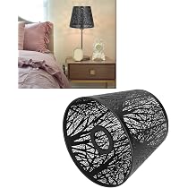 Petit Abat-Jour Tomotato 19x15x13cm - Motif Fleurs Sculptées Blanches En Fer Pour Lampe De Chevet