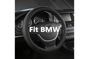 GIANT PANDA Funda de Volante de Cuero PU, Compatible con Volantes Redondos de BMW – Negro