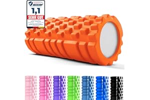‎UNYCOS unycos - Faszienrolle (33x14 cm), Fitness-Rolle mit 3D Texturmassage und 50 Übungen E-Book, Hartschaumrolle zur Selbstmassage, Belastbar 130 kg, Massagerolle für Funktionales Training (Orange)