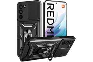WeiCase Hülle für Xiaomi Redmi 15 4G (EU), Kameraschutz mit Slide Camera, Rüstung Schutzhülle mit 360 Grad Ring, Metall Halter Magnet Ständer, Silikon Stoßfest Handyhülle für Redmi 15 4G,Schwarz