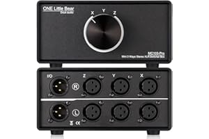 Nobsound Commutateur Audio XLR 3 en 1 Sortie, convertisseur Audio équilibré, sélecteur Audio Passif stéréo à 3 Voies (MC103 Pro 3 entrées)