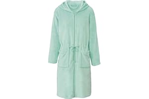 CelinaTex XS-XL Bademantel Kapuze Uni kurz oder lang aufgesetzte Taschen Zwei Wege Reißverschluss Damen Kuschelflanell Oeko-TEX