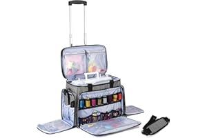 Luxja Bolsa para Máquina de Coser con Trolley desmontable, Bolsa para Máquina de Coser (Apto para la Mayoría de Las Máquinas de Coser), Gris