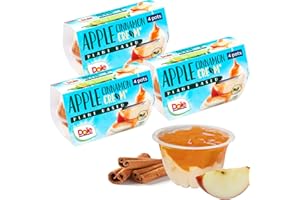 Dole Fruit & Cream Apple & Cinnamon 3 x 4 Packs, Healthy Snack Made with Fresh Fruit, No Added Sugar Fruit Bowls, Perfect for Breakfast & Dessert or Adding to Recipes