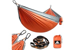 ‎NATUREFUN NATUREFUN Ultraleichte Reise Camping Hängematte | 300kg Tragkraft (275 x 140 cm) Atmungsaktiv, Schnelltrocknendes Fallschirm Nylon | 2 x Premium Karabiner,2 x Schlingen| Drinnen Draußen Garten