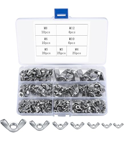 10x Edelstahl Flügelmuttern Set M3-M8 - Rostfrei SS316 DIN315