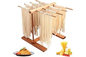 NIC IS COCNG Secador de fideos,secador de pastade leñoso,facil de montar y plegar,pieza única hecha a mano de madera,usado para pasta casera de espaguetis
