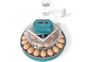 Hethya Incubadora Huevos Gallina, Incubadoras de Huevos Automaticas, Control automático de la humedad, Vuelco automático de huevos, 30 huevos, Equipado con lámparas de huevo
