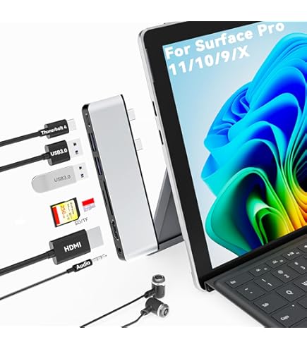 Docking Station Microsoft Surface Dock 2 - USB-C, USB 3.2, LAN, Audio, Nero - Foto 4