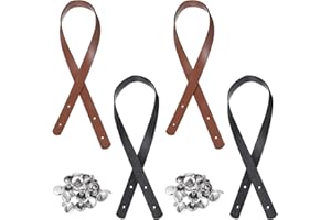 Ajcotahm 4 Pack Bag Handles for Bag Making, PU Purse Handbag Handles Leather Purse Replacement Straps for Women Tote Bags Shoulder Bags DIY Repair Parts (Black & Brown)