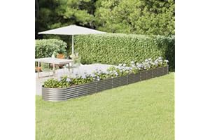 WIFESE Jardinière de Jardin Acier Enduit de Poudre 620x80x36cm Argenté Jardiniere Exterieur Grande Taille Jardiniere Balcon Jardiniere sur Pieds Carré Potager Rectangulaire Potager Balcon