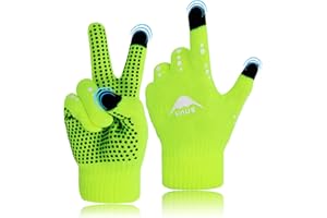 FINGER TEN Handschuhe Kinder Winter Jungen Mädchen Strickhandschuhe Unisex Touchscreen Gloves Laufen Warm RadfahrenHandschuhe Sport Fahrrad Fußball Täglich Grün Blau Hot Pink Schwarz Alter 5-12