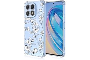 RankOne Coque de Téléphone Convient pour Honor X8a (6.7" inches) Transparent TPU Silicone Color Drawing Pattern Case - Fleurs 8