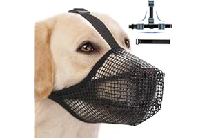 LALIEFFACELY Museruola per Cani, Museruola Traspirante Cani Regolabile con Cinghie in Velcro, Addestramento A Maschera, Copertura di Piccola Media Grande Taglia (Giallo, XL)