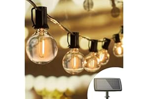 Joomer Solar Lights Outdoor Garden, 25+2 LED G40 Shatterproof Bulbs Hanging Solar Powered Garden Lights, Waterproof Outdoor Solar String Lights for Patio, Yard, Gazebo, Porch, 2700K