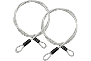 FEBBYA Cavo in Acciaio Inox con Occhielli,2 Pezzi 1,0 m x 3 mm Cavo di Sicurezza Rivestito,Cavo ad Anello in Fune Metallica Antiruggine per Lucchetto per Bicicletta,Antifurto,Giardino
