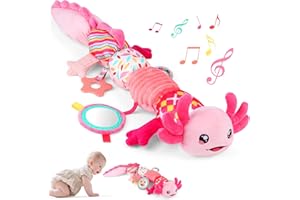 MPQMPQ Baby Girls Toys 0-12 Months - Infant Sensory Music Stuffed Animal Toy with Rattle & Mirror Crinkle for Tummy Time, Newborn Essentials 0 3 6 9 12 18 Shower Gifts