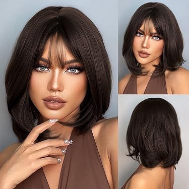 Strongbeauty Curto Ondulado Macio Em Camadas Corte Perucas Peruca Sintética Com Franja Muitas - Foto 11