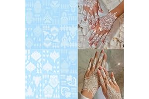 XMASIR 12 Sheets White Tatoo Sticker For Women Girls, Waterproof Fake Tattoos Temporary Tattoo Kits, Lotus Mandala Flower Temporary Tattoos Chest Arm (12.)