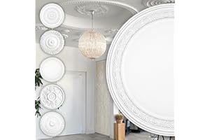 Rosetón de estuco HEXIM Perfect - gran selección de rosetones de techo de espuma dura de PU, robusto, elemento decorativo (B3040 - Ø 495 mm) Medallón de borde de araña para decoración interior