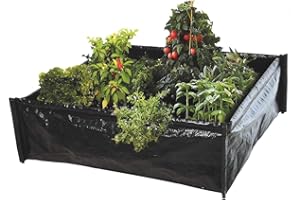 Rammento 75x75x25cm Polyethylene Raised Flower Bed | Large Vegetable Growing Patch, Garden Grow Bag Kit | Durable Plastic Raised Grow Bed, Easy Setup