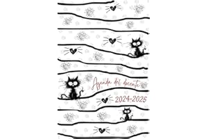 Agenda Del Docente 2024/2025: Diario per insegnanti | Anno accademico da settembre a Luglio | Cuori e gatti nero