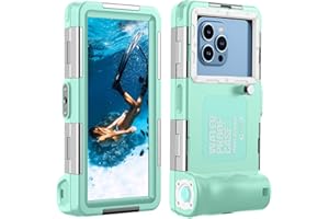 Lanhiem Custodia Impermeabile Subacquea Professionale IP68 15M per iPhone Samsung Huawei Xiaomi,Compatibile con telefoni fino a 6,9 pollici,adatto per immersioni snorkeling surf,Teal White