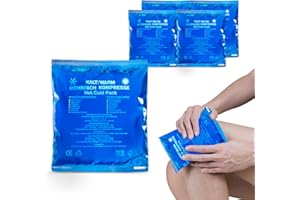 HYGIENE100 Zimny ciepły kompres, zestaw 4 (13 x 14 cm) żelowe poduszki chłodzące wielokrotnego użytku do urazów, łagodzenia bólu, ukąszeń owadów, elastycznej terapii itp