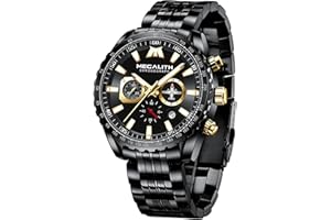 MEGALITH Orologio Uomo 46mm Cronografo Quarzo Orologi da Polso Grande Lusso Designer Orologio Acciaio Uomo Impermeabile Luminoso Data, Elegante Regali da Uomo