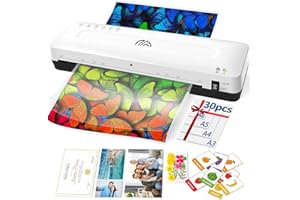 MAXDONE Plastifieuse A3 Avec 30 Pochettes Photo - Machine à Plastifier Thermique et set de Plastification A3 A4 A5 A6 à Froid et Thermique Pour Bureau École