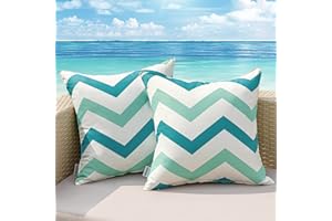 MIULEE Funda de Cojines Exterior Impermeable Fundas de Almohada Sofa Decorativo Línea Ondulada Duradero Cremallera Oculta para Jardin Terraza Salon Silla Cama Oficina 45x45 cm 2 Piezas Azul Serie