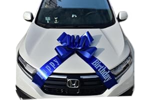 Chexin Lazo grande azul gigante para coche, cumpleaños, regalo de cumpleaños, lazo grande – XXL 76 cm/30 pulgadas, lazo gigante para coche, malla grande, arco de coche para bicicleta y lazo con cintas