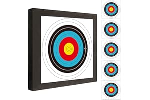 THREE ARCHERS Zielscheibe Bogenschießen 50x50cm Zielscheibenset Leichte und Langlebige Hochdichte Schaumscheibe mit 5 Auflagen und 4 Scheibennägeln für Bogensport Ziel