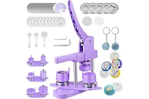 Máquina de Insignias de 25+32+58 mm Button Maker Machine 300 Juegos de Insignias de Plástico, Zimiking con 10 Abridores de Botellas, 10 Juegos de Llaveros, Moldes y Cortador de Papel Redondo (Púrpura)