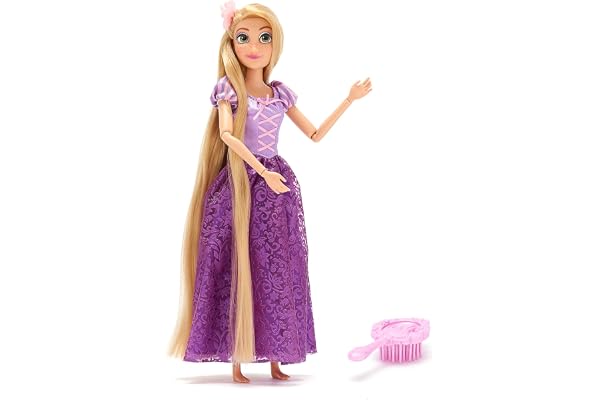Disney Store Official Poupée Classique Raiponce, 29 cm/11", Poupée Princesse Disney entièrement articulée avec Robe Mauve et Mini Brosse à Cheveux, à partir de 3 Ans