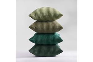 Topfinel Poszewka na poduszkę 50 x 50 cm, ciemnozielona, zestaw 4 szt., sztruksowa, poszewka na poduszkę, dekoracyjna, na sofę, do sypialni, salonu, na balkon, dla dzieci, puszysta