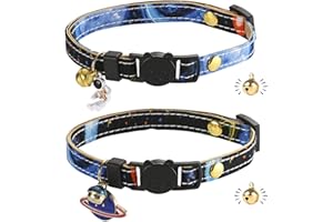 GIENXIAS Katzenhalsband mit Schnellverschluss | Halsband für Katze mit Leder | handgefertigt | mit Glocke | goldene Kugel | Japanisches Design | verstellbar | 2 Stück