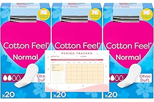 NORTHERNSCAPE Cotton Feel Normal Fresh | Unscented | Panty Liners Breathable | 3 x 20 Each | 60 Pantyliners in Total | Sanitary Towels | Long Lasting | Pads | Suitable for All Panty Shapes | Period Tracker