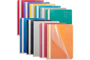 FOSHISY 22 Pack A4 Project Folders, Plastic Presentation Document Files Folders, Report Organiser Holder with Transparent Cover & 2 Prongs