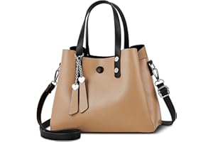 DORRISO Bolsos de Mujer Bolso Moda Mano de Hombro Lindo Colgante PU Cuero Tote Trabajo Escuela Viajes Casual Diario Bolsos Cruzados Caqui B