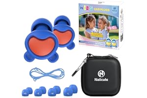 NAIICUTE Kids Bouchon oreille Enfant (6 à 12 ans) – Bouchons d’oreille enfant Anti Bruit pour Concentration, l’école, la maison, lorsqu’ils jouent et l’anxiété, Embouts en XS/S/M/L, 26dB Réduction du bruit