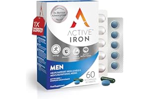 SOLVOTRIN Active Iron Supplement 14 mg + Multivitamin for Men – Clinically Proven to Increase Energy & Reduce Tiredness – Gentle, Non-Constipating Iron + Men’s Multivitamin – 30 Capsules + 30 Tablets