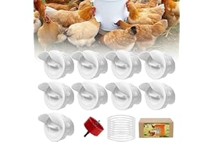 LeKuni - Comedero de gallinas (9 puertos) - Bebedero de pollo automático, alimentador para aves de corral gravedad - Kit para cubos de barril