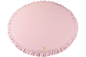 MEOWBABY 100x100cm Tappeto da gioco rotondo per bambini Materasso da terra Tappeto per bambini Tappeto pieghevole Gioco Tappeto Rosa Chiaro