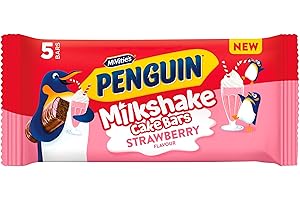 McVitie's Penguin Milkshake Cake Bars, 5 Strawberry Flavour Snacks, 122 g (Pack of 1)