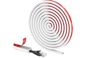 Zocipro Kanał kablowy do kabli elektrycznych, 14 x 10 mm, mini półokrągły boczny otwór 3 m, samoprzylepna taśma kablowa do ukrycia 1 drutu, elastyczna osłona kabla do przewodów na podłodze ściennej