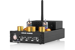 NOBSOUND Douk Audio X1 Valve Amplifier, HiFi Stereo Bluetooth 5.0 Amplifier with GE5654 Tube, MM Phono Preamplifier for Turntables, 320W APTX-LL