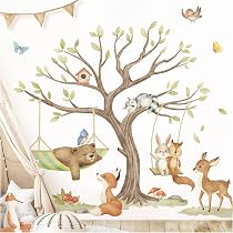 Whaline Fensteraufkleber-Set Waldtiere – 9 Bögen Mit Bären, Hirschen & Eulen Für Kinderzimmer, Kindergarten & Fensterdeko